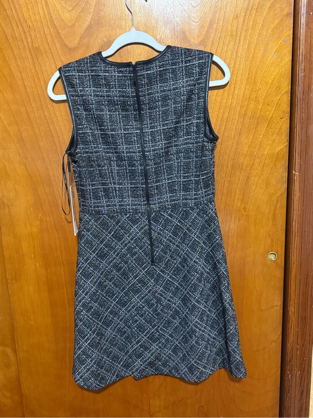 Calvin Klein Black and Gray Tweed Sleeveless Fit-and-Flare Dress